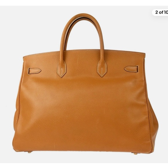 AUTHENTIC HERMES BIRKIN 40 Ardennes leather natural brown travel satchel - Picture 2 of 10